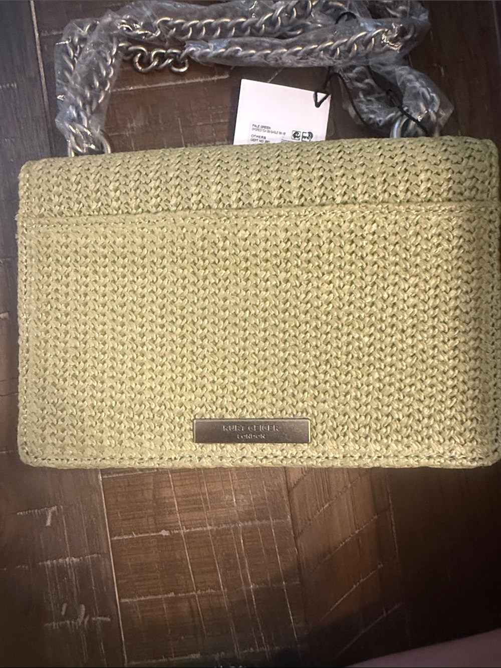 Kurt Geiger Pale Green Small Shoreditch Woven Crossbody Bag - Picture 5 of 10